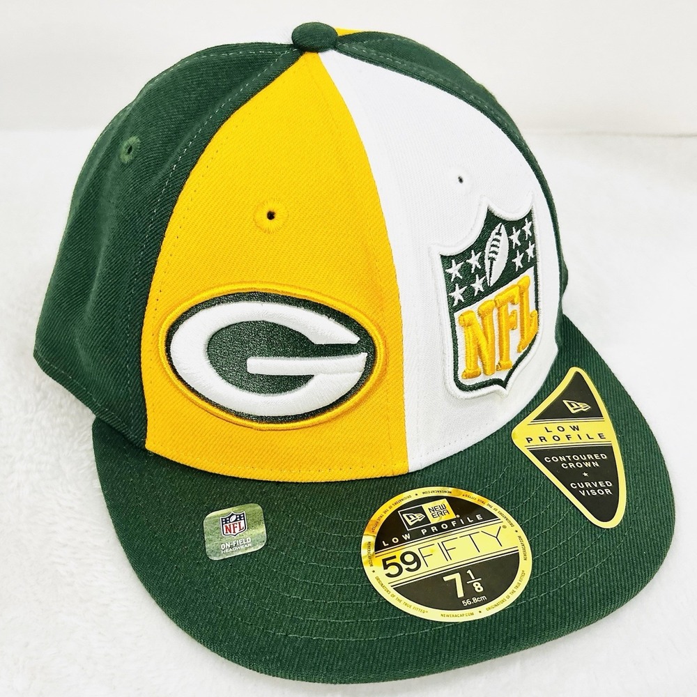 Green Bay Packers New Era Pinwheel NFL Low Profile 59FIFTY Fitted Hat Cap 7 1/8